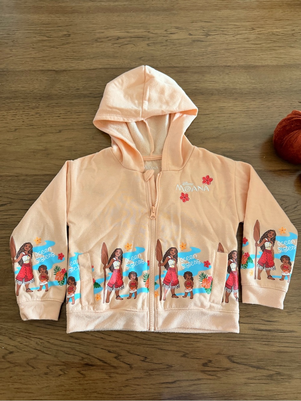 Disney Moana Peach Hoodie with Ocean Sisters Print